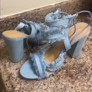 Bambo Chunky Blue Jean Heels NEVER WORN!